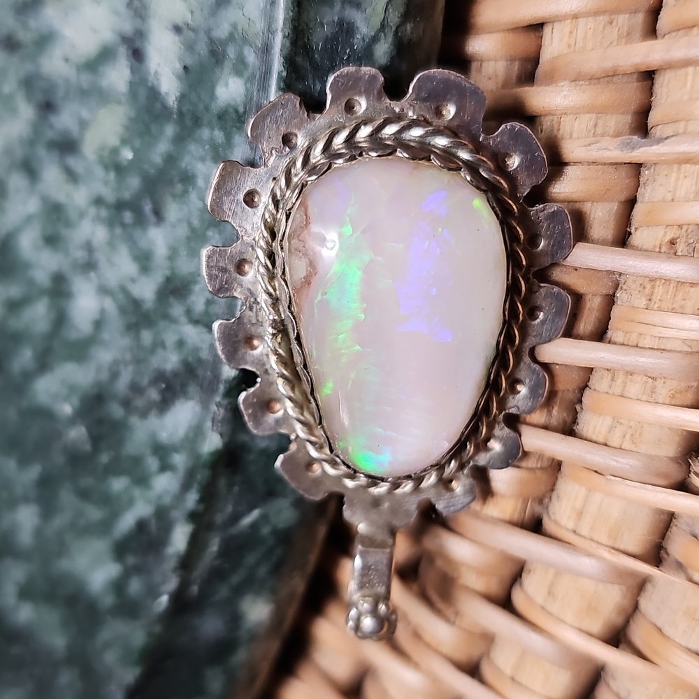 💚HP💚Signed White Opal Sterling Silver Vintage Pendant